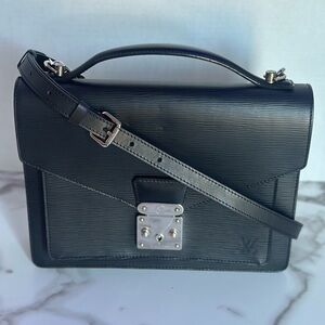 Authentic LOUIS VUITTON black Epi Monceau 28
Hand Bag 2way